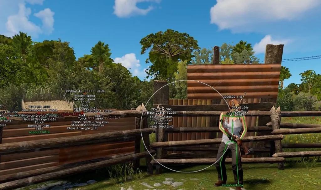 Rust wallhack green hitbox ESP in open-world play
